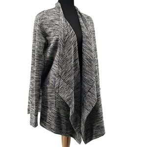 ROOTS Canada open front cardigan salt and pepper waterfall cardigan warm cozy M